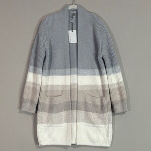 Barefoot Dreams CozyChic Sunset Boyfriend Cardigan XS Ocean Multi